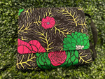 Black, Pink & Green Floral - Handmade African Print (Ankara) Bag Collection